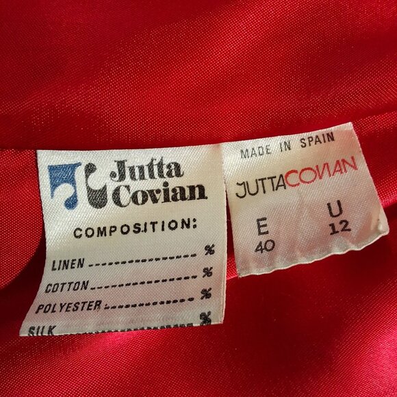 Vintage 80s Jutta Covian Red Leather Suede Full Length Coat with Snakeskin Accen - Picture 7 of 7